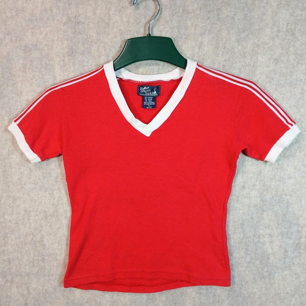 VTG Sutton Place Youth Red Collegiate V-Neck M (10-12) Fits like Women's XS